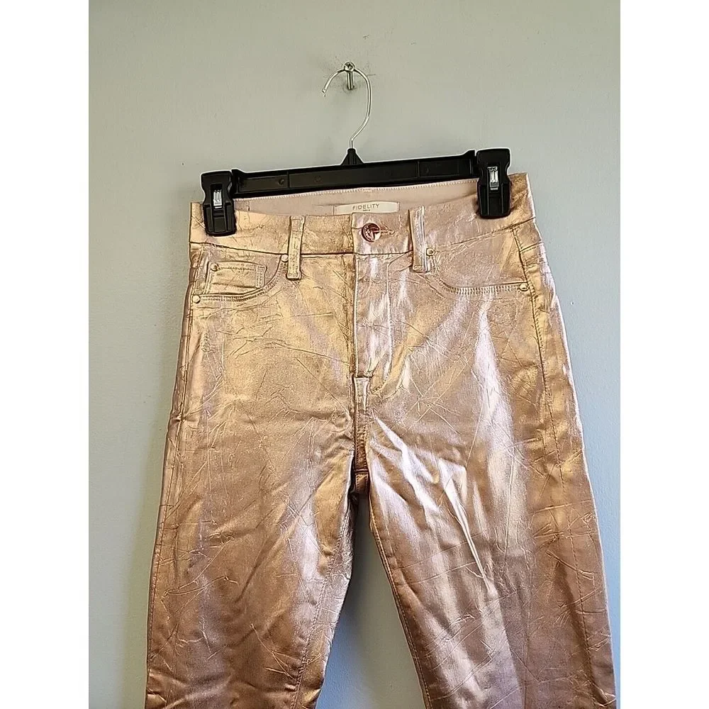 Unique Fidelity Denim Women's‎ 25 Gwen Skinny Jeans Size Rose Gold Foil